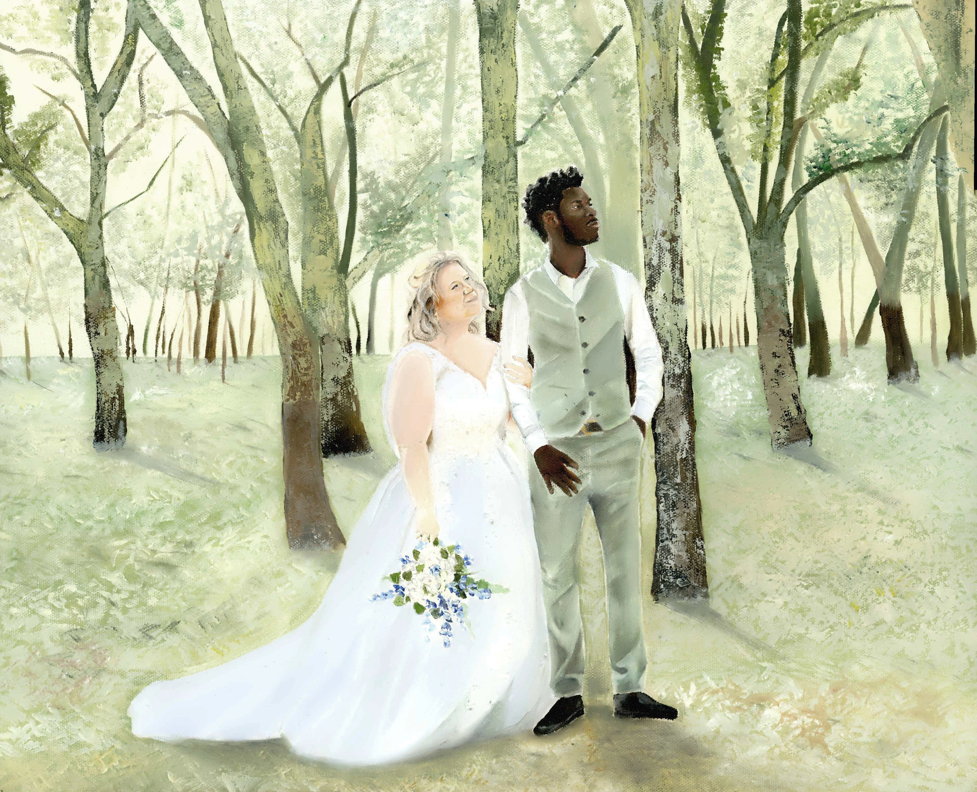Completed live wedding painting